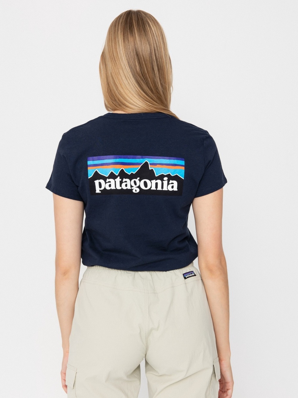 Patagonia Women’s Mountain Graphic Tee Medium Navy Blue Cotton Blend